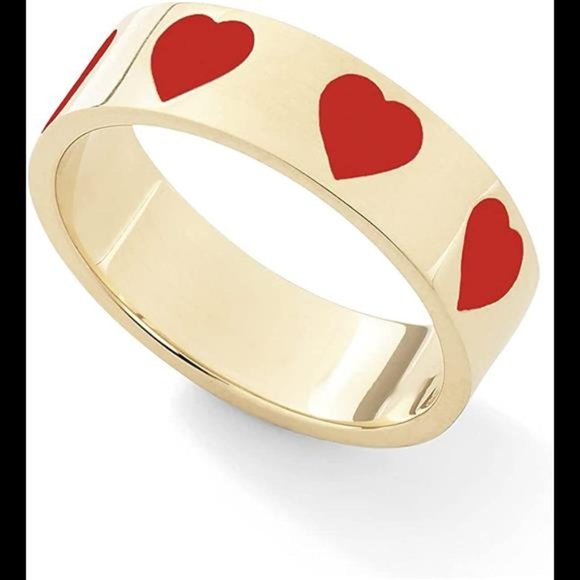 H&Z 2PCS Colorful Heart Ring Gold Band Rings Set for Women Girl
